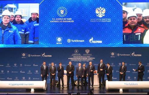 Алексей Миллер во время выступления на церемонии официального открытия газопровода «Турецкий поток». Фото РИА «Новости»